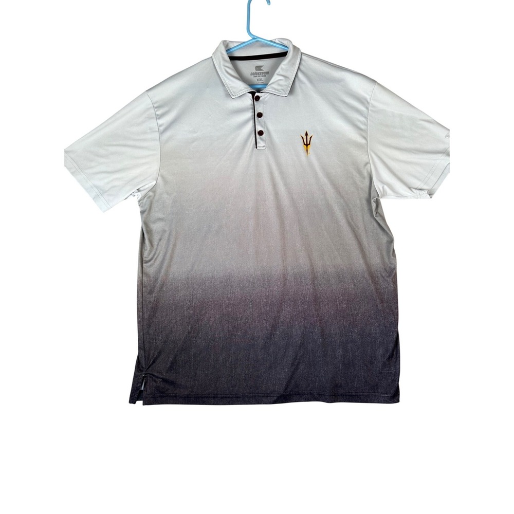 Colosseum Arizona State Sun Devils Men XXL White Gray Ombre Polo Shirt ASU Logo